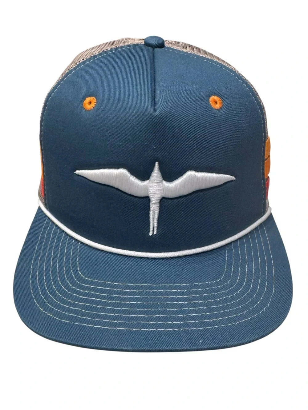 Double Portion Supply Bird Trucker Hat Hawaii Mesh Snapback Surf Flat Brim Blue